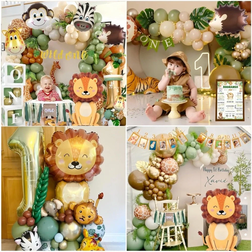 New one year old boy or girl Jungle Safari Party Decoration Set